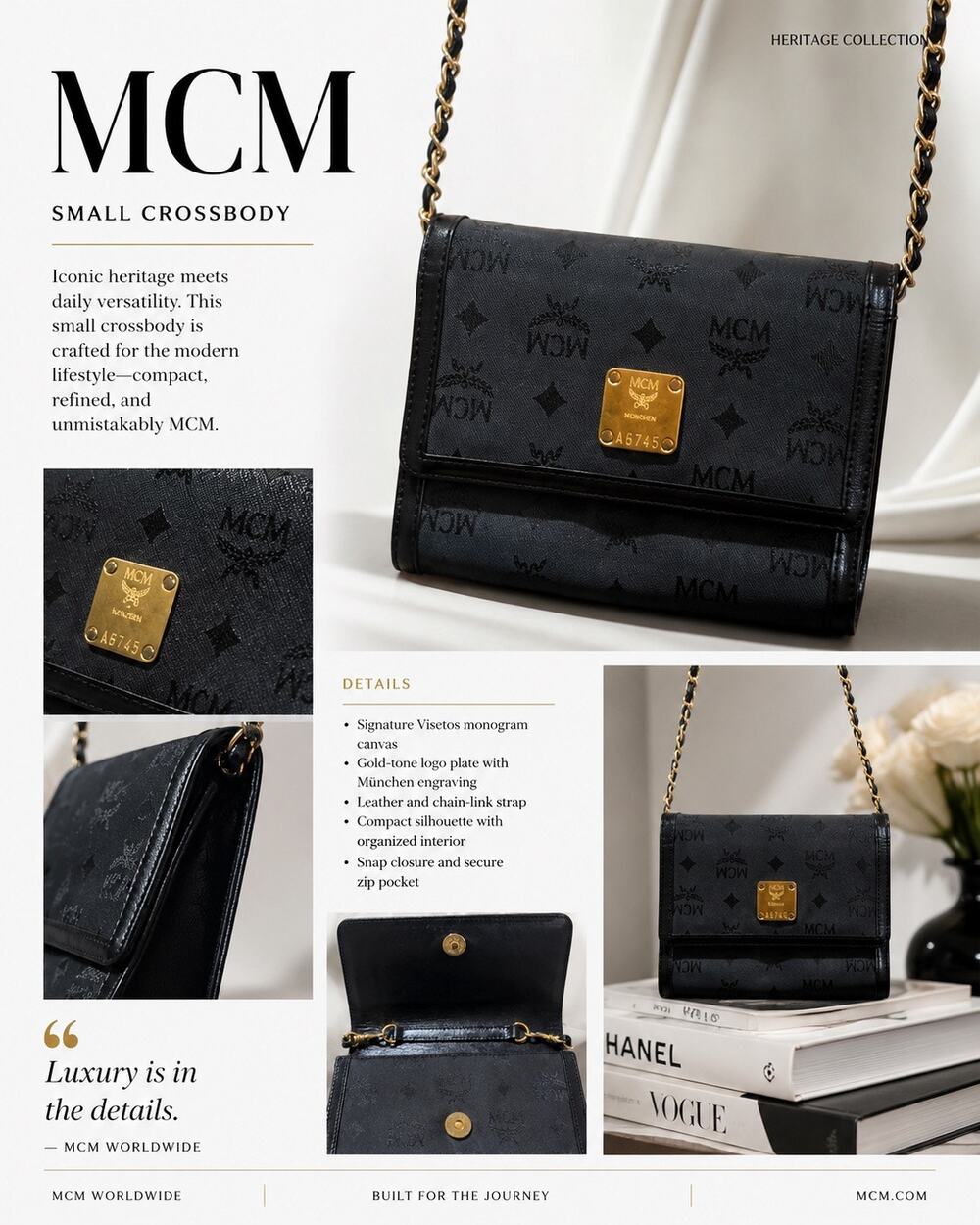 TJ117 MCM Small Crossbody bag*signature Visetos monogram canvas